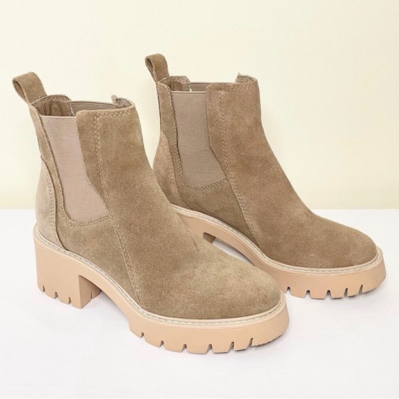 Dolce Vita Halina Suede Lug Sole Ankle Boots. Women’s. Size 8.5. Tan Booties - Picture 2 of 9